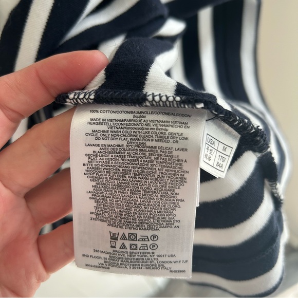 Brooks Brothers Navy/Orange Striped Cotton Dress Medium - Picture 3 of 4